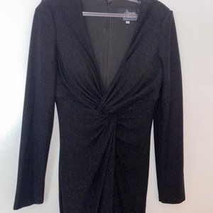 Azaria Bridal long black long-sleeve prom dress (US size 8).